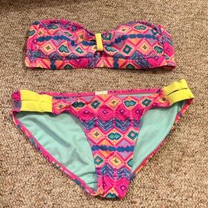 OP Pink and Blue Geometric Bikini